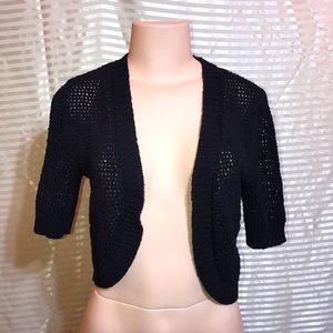Croft & Barrow Black Cropped Open Front Cardigan
